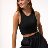 Camiseta Sin Mangas Crop Top Rib Aloe